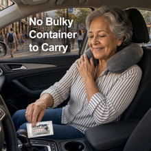 Load image into Gallery viewer, No Bulky Container to Carry, Older female ready for a long drive with the AcuPlus Sachets